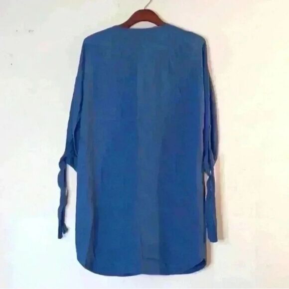 Madewell Tunic Chic Smoke Blue Du Jour Tie Sleeves Dress - Picture 6 of 15